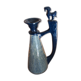 Enameled ceramic ewer signed