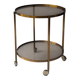 Rolling dessert trolley in brass and smoked glass, 1960