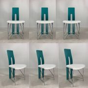 Set of 6 Memphis dining chairs in bouclé, 1980s