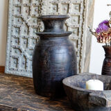 Large wooden Himachal pot n°3 (with lid)