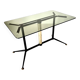 Vintage coffee table with smoked glass top and iron and brass base, Italy 1960s