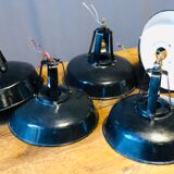 Black and white industrial hanging lamp