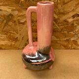 Antique Pink Ceramic Vase Glazed Black Decor Vintage