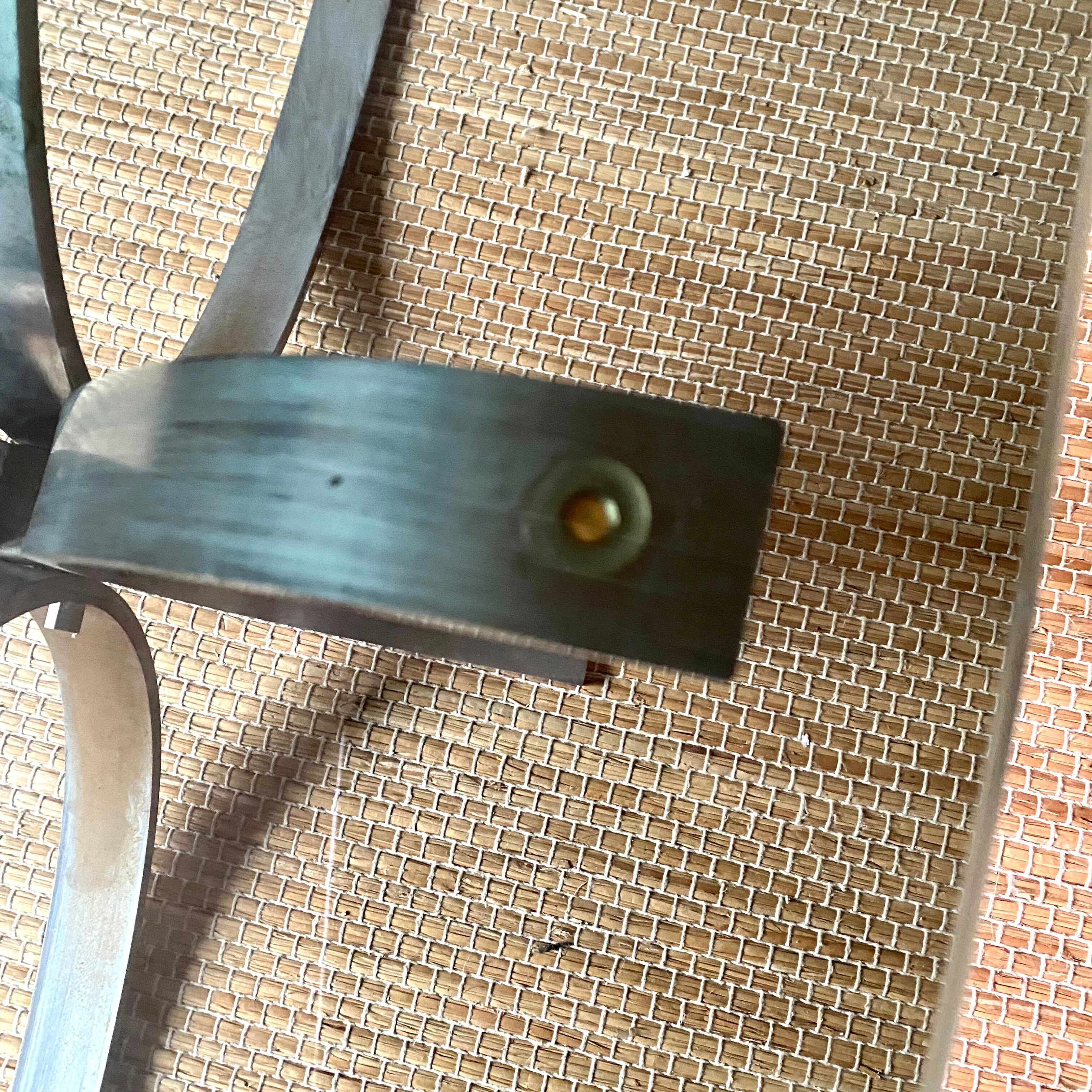 Design coffee table in metal and smoked glass 70s