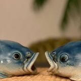 2 fish slip vases