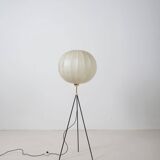 Vintage cocoon tripod floor lamp with brass accents, 1960s