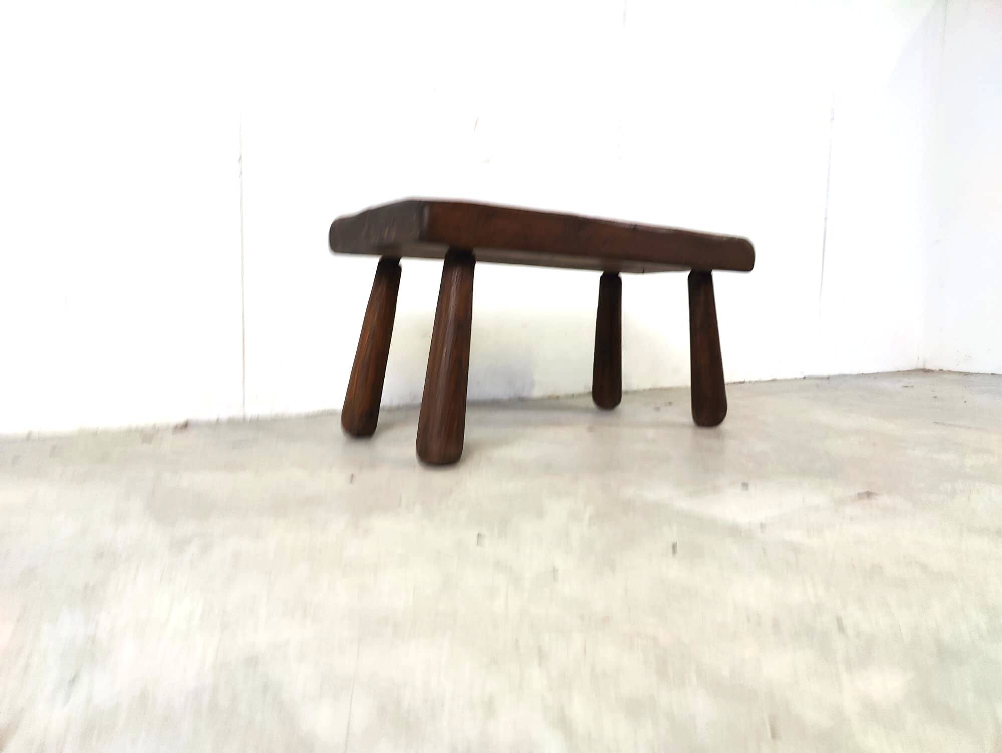 Solid wooden brutalist coffee table, 1960s