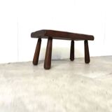 Table basse brutaliste en bois massif, années 1960