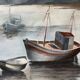 Large Watercolour Painting (Saint Gilles?) Brittany Low Tide