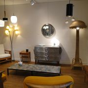 Vintage lamppost in rattan shape mushroom France 1950