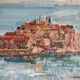 Mid Century painting "Saint Stephen Island" by Predrag Vukicevic