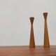 Vintage Danish teak candle holders, set of 2.