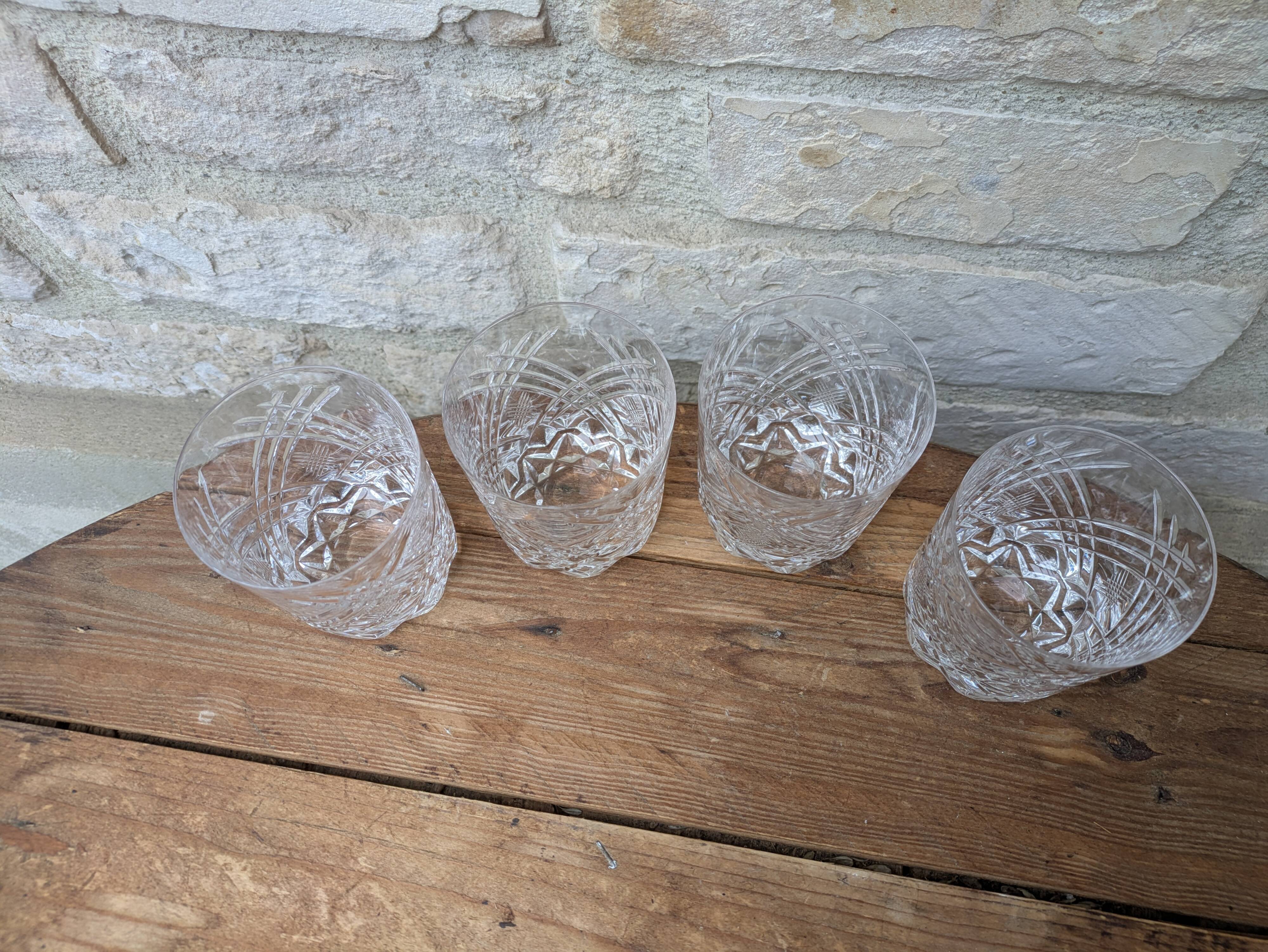 Set of 4 cut crystal whisky glasses from Cristal de Vannes