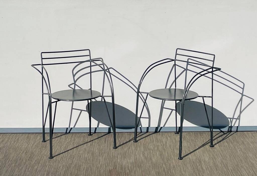 Pair of 'Silver Moon' chairs by Pascal Mourgue - Fermob. Vintage 80s.