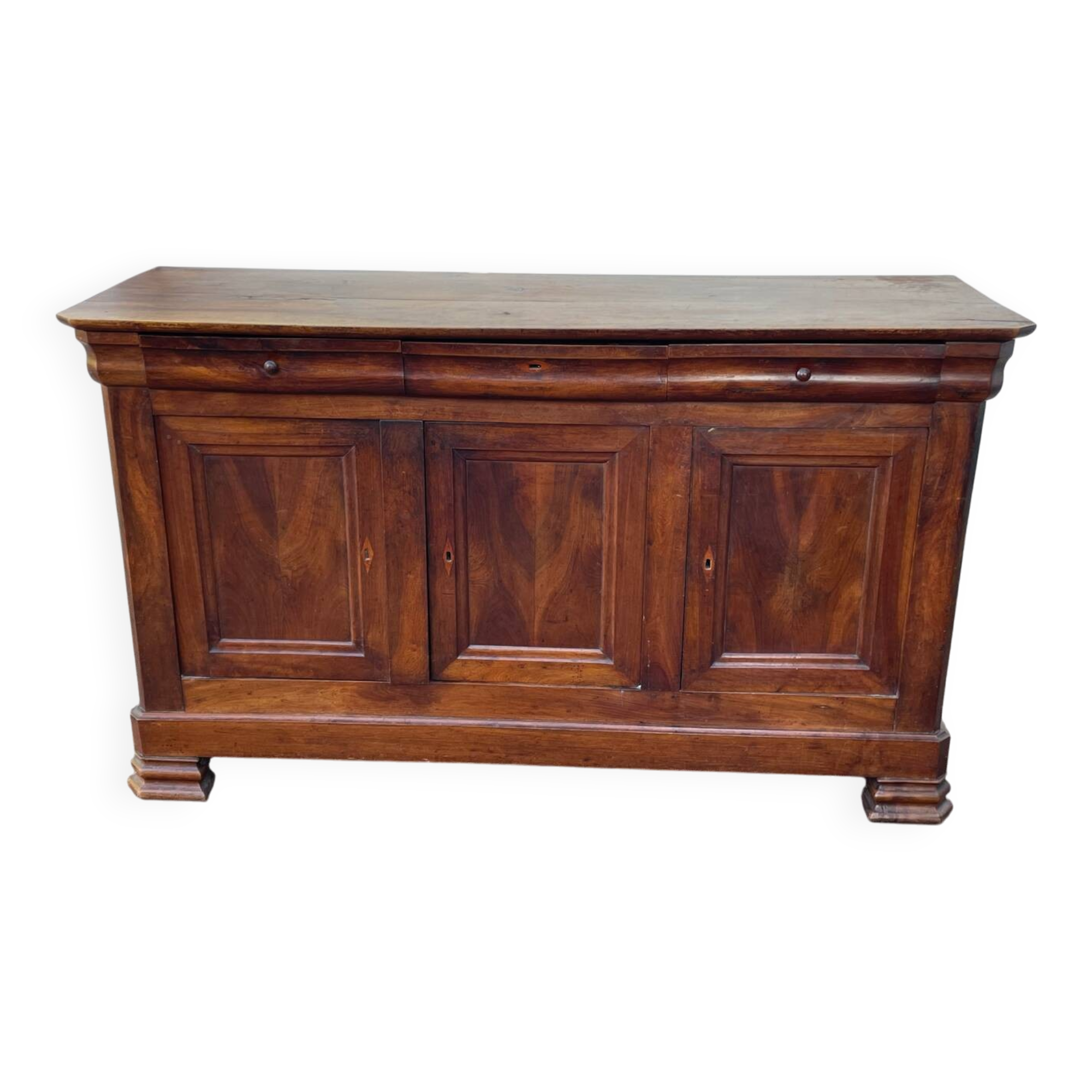 Walnut sideboard, Louis Philippe style, three doors, three shelves
