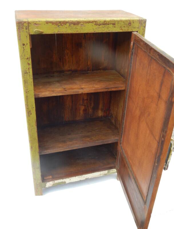 Vintage buffet mirror old art deco teak furniture original green patina