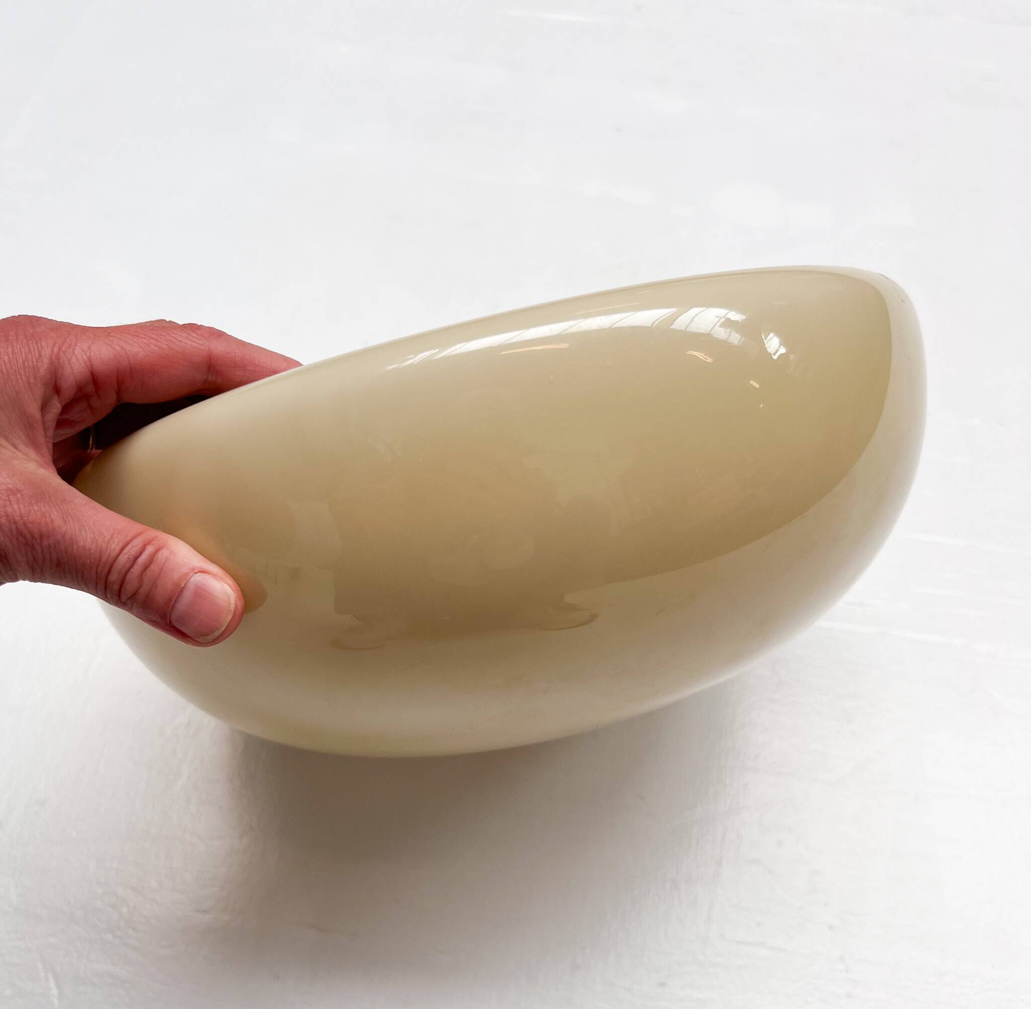 Opaline glass beige ceiling or wall lamp, 1950s