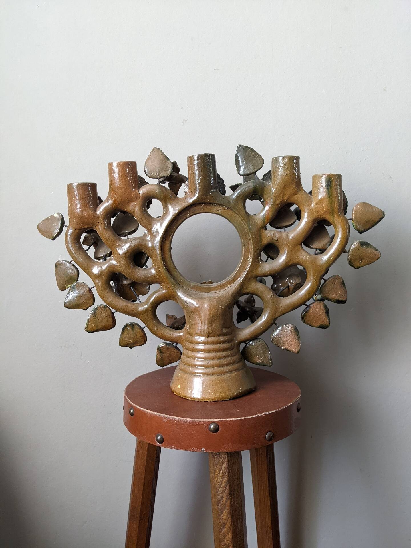 Artisanal chandelier tree of life Mexico in ceramic