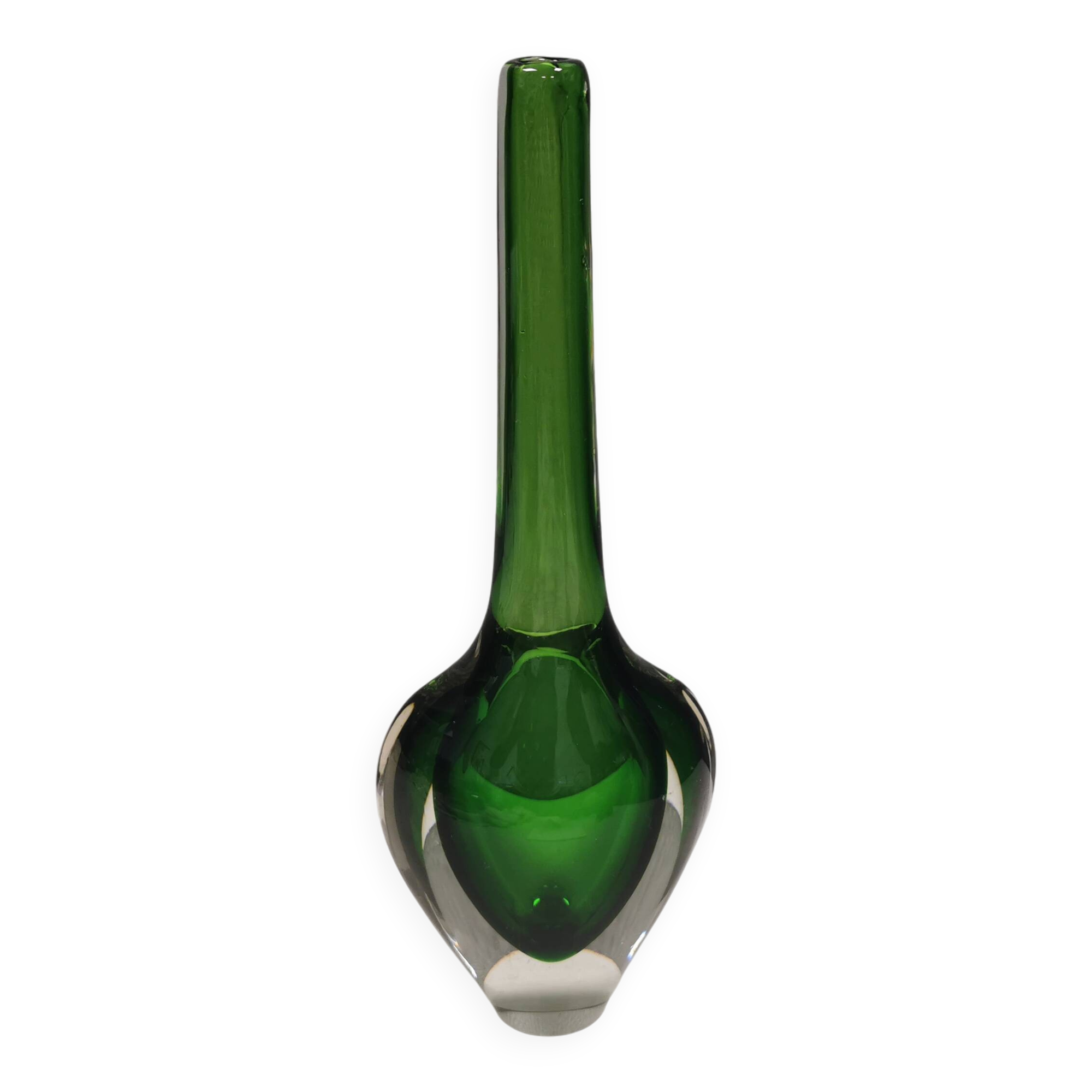 Vase de Murano vert et transparent, vers 1970-1980