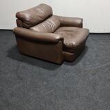 Fauteuil Rolf Benz en cuir brun vintage