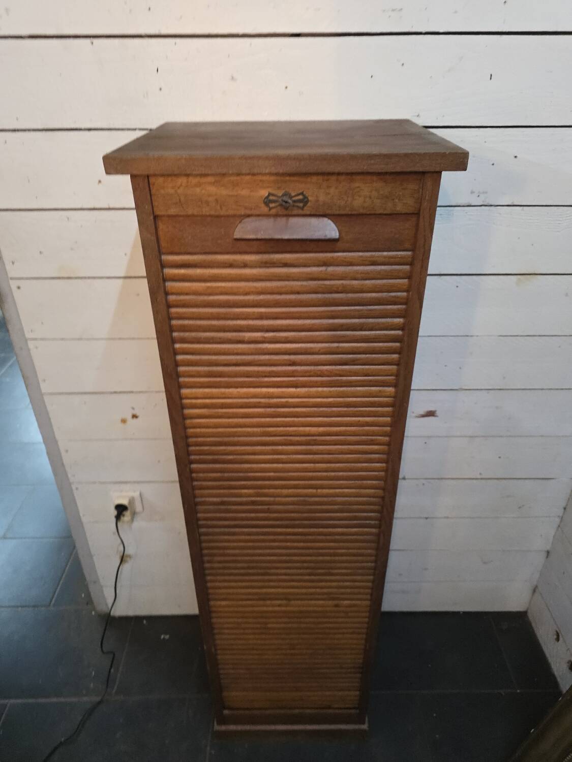 Oak curtain filing cabinet
