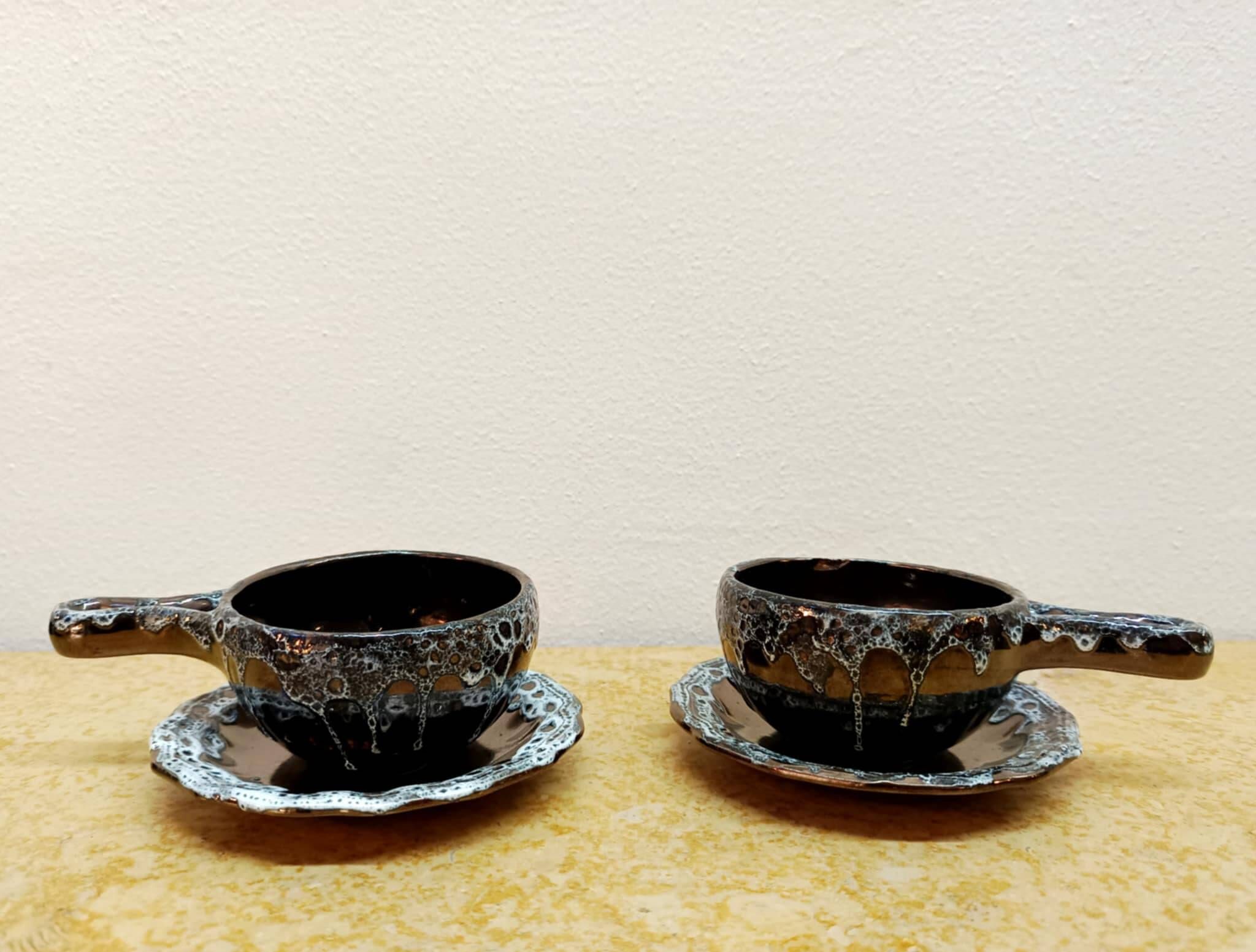 Six tasses à café vintage Sars Poteries 1960