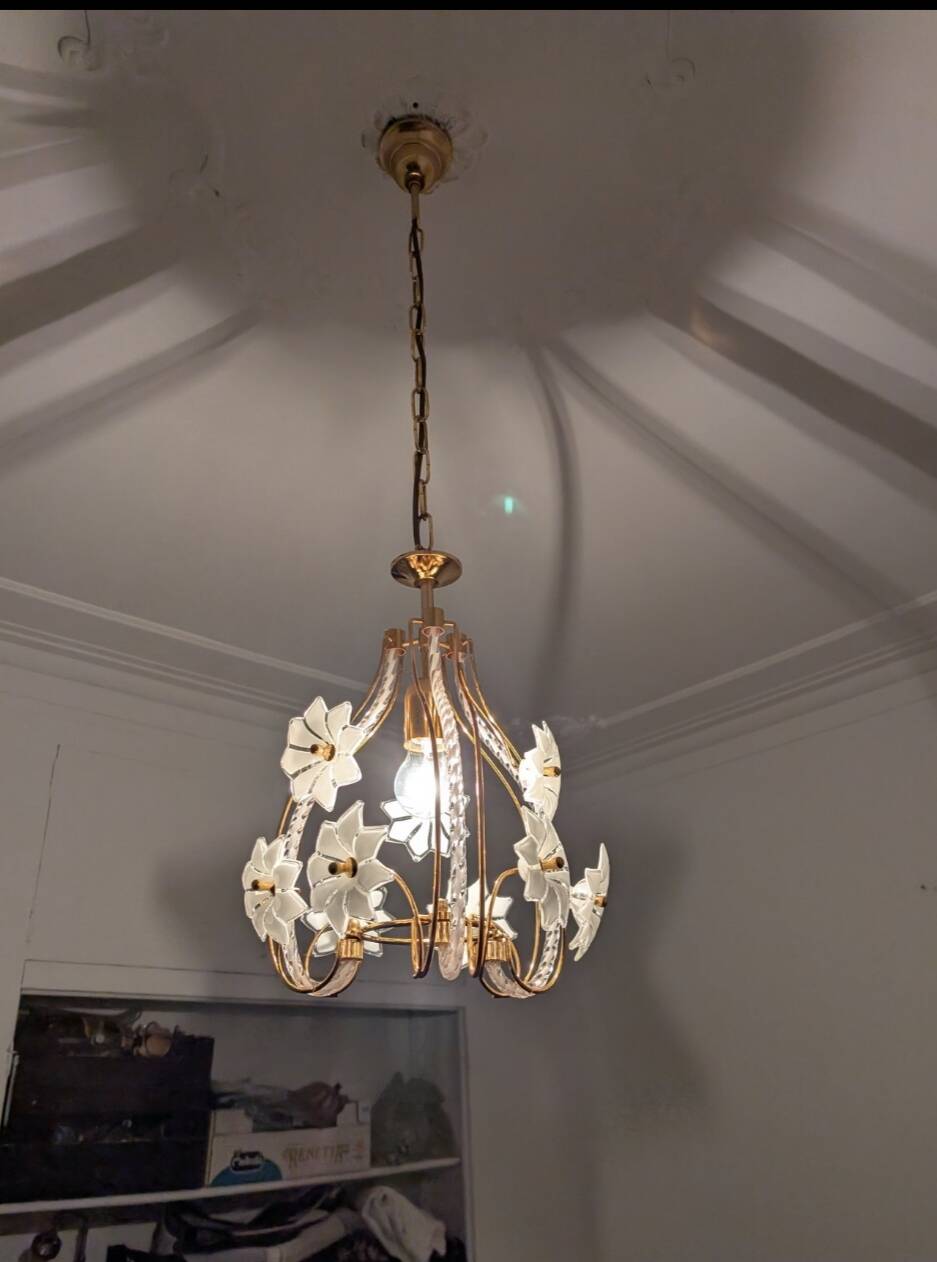 Lampadario vintage in vetro di Murano – "Bocciolo di Fiore" - Altezza