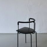 4 postmodern black leather armchairs from Cidue, Italy, 1990s