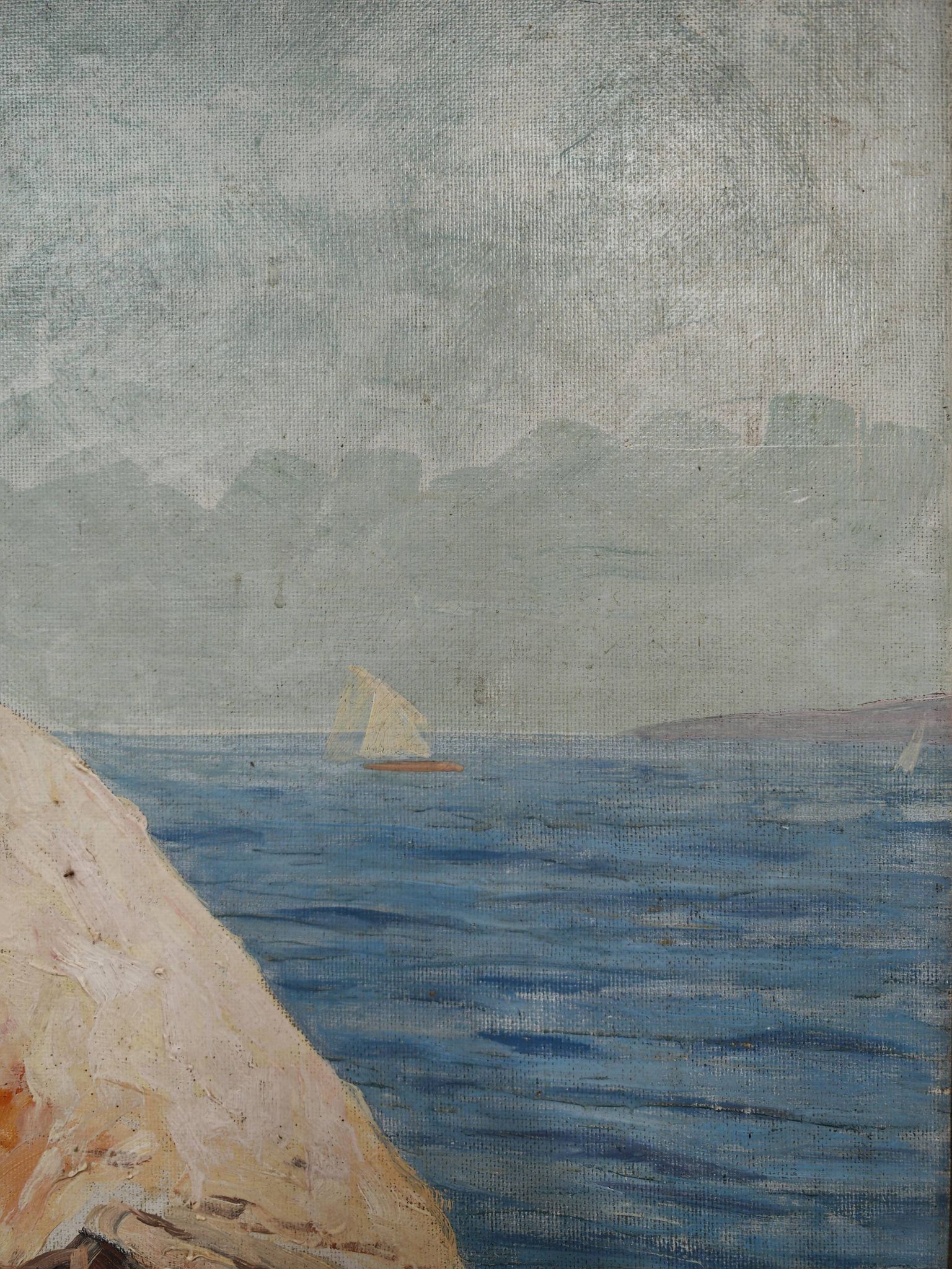 Rab Island, oil on hardboard by Bogoslav Vojinović Pelikan 1926