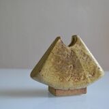 Brutalist stoneware vase Signed to be identified
