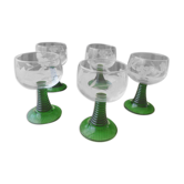 Set of 5 alsace wine glasses engraved décor