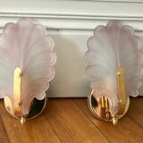 Paire d'appliques feuille verre