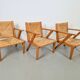 Chaises en bois brutalistes modernistes en paille, années 1940, ensemble de 3