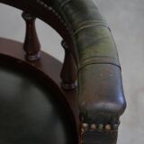 Dark Green Cowhide Leather Swivel and Tilt Chesterfield Office Chair