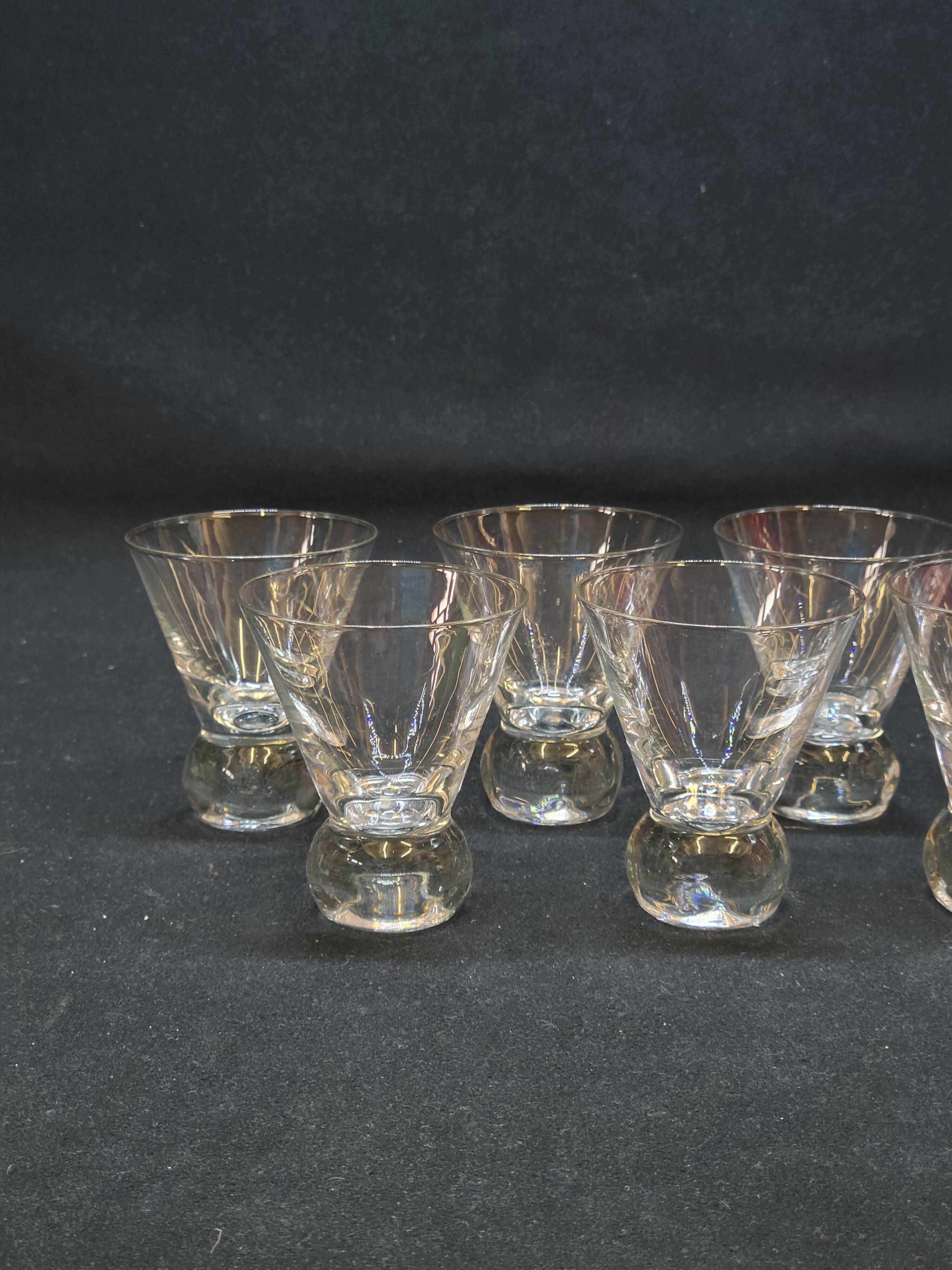 8 Vintage Digestif Shot Glasses with Ball Foot