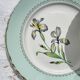 6 vintage white and green porcelain dinner plates Iris Moulin des Loups "Sargosse" 1950s
