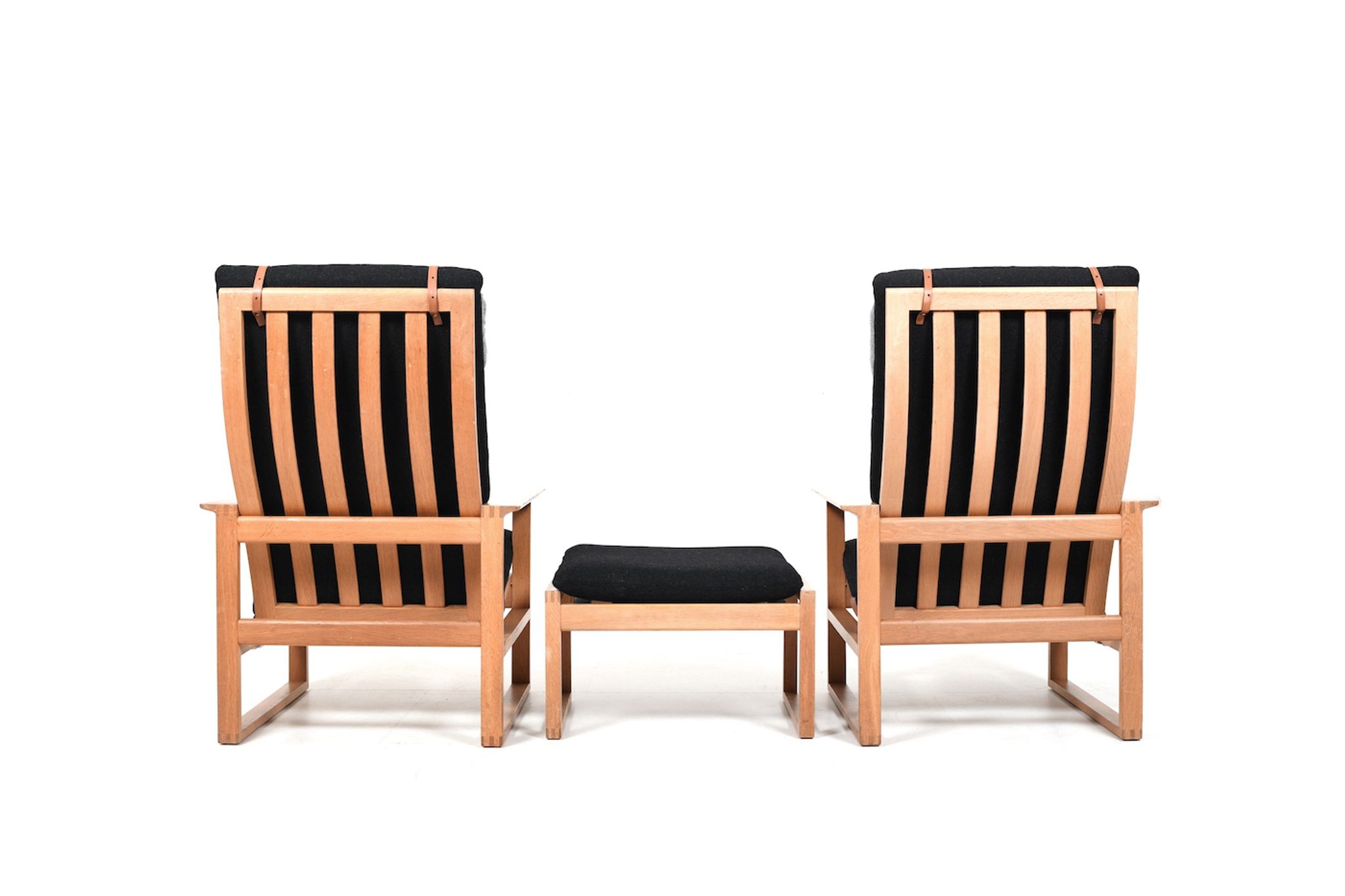 Børge Mogensen Sled Chairs BM-2254 and Stool 1960s