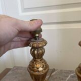 Antique Pair of Wooden Gilded Candle Holders 19th Century