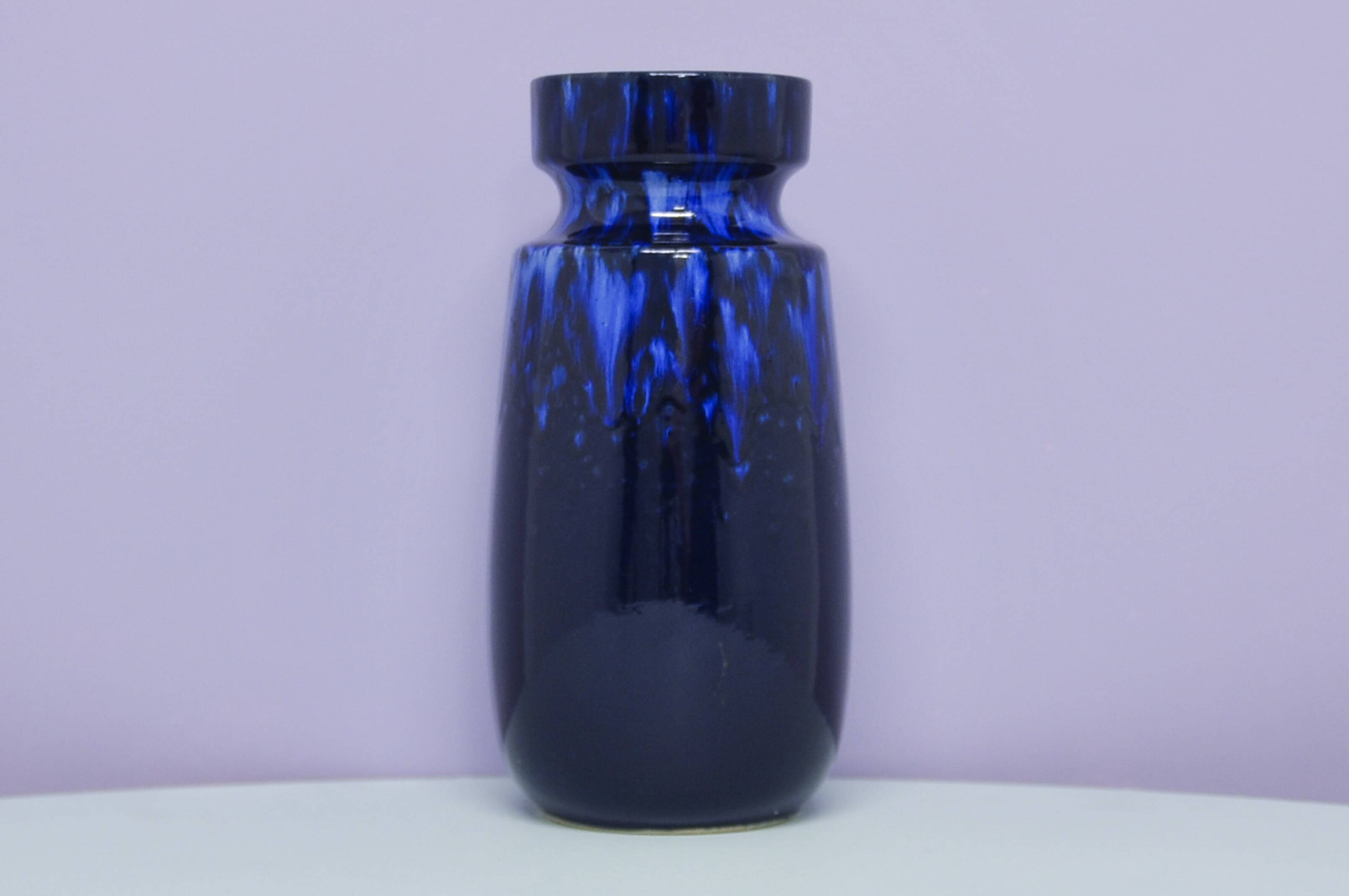 vintage blue shiny West Germany vase Scheurich