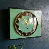 Formica vintage silent rectangular wall clock "black green"