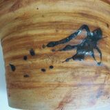 Ceramic "tachiste" flowerpot, signed La Poterie du colombier, the dove, 1970s