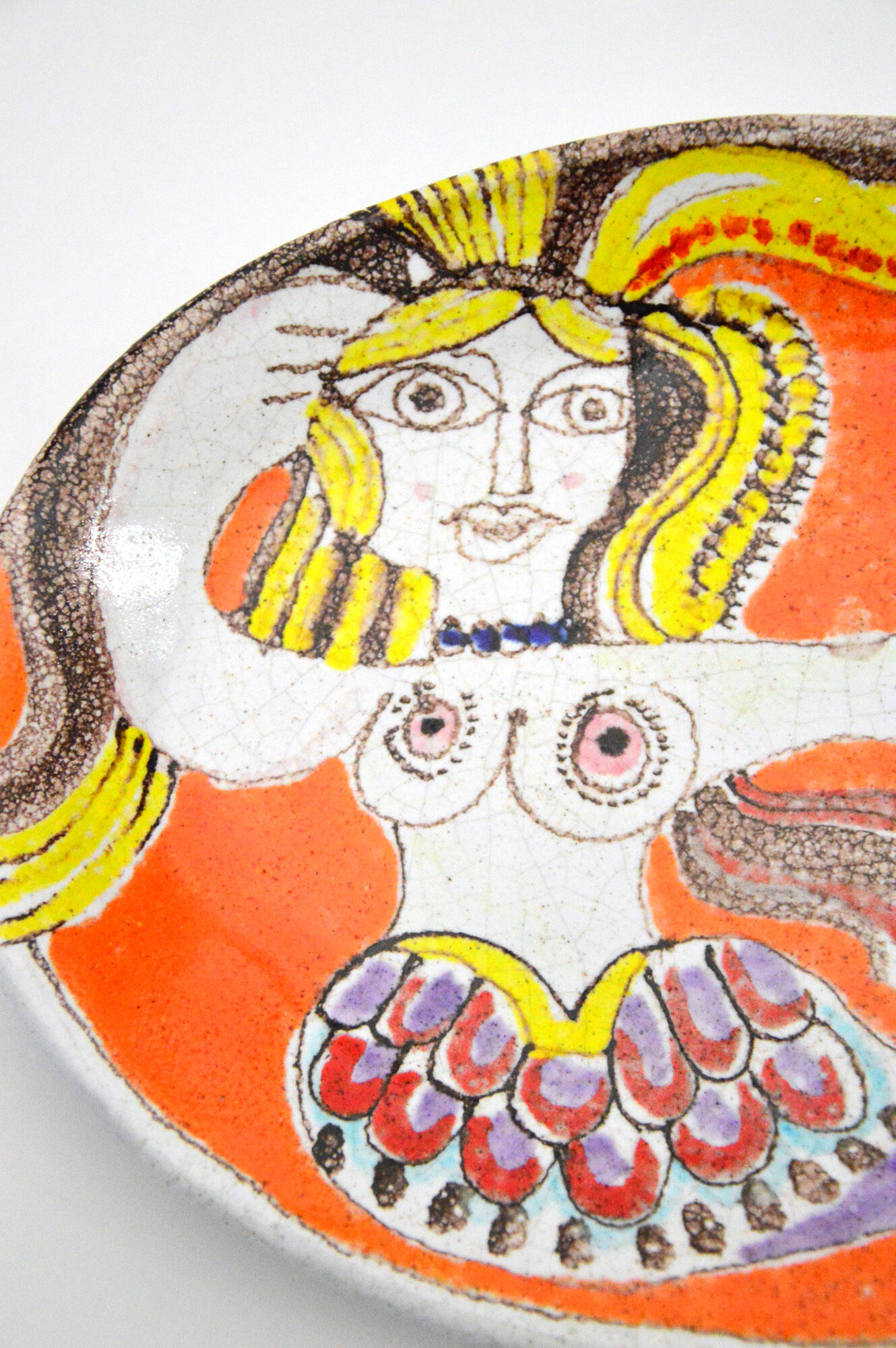 Vintage italian ceramic oval plate by Giovanni De Simone, 1960s