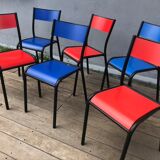 Series of 6 color school chairs