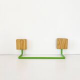 Set of towel hook and shelf in pine 1970