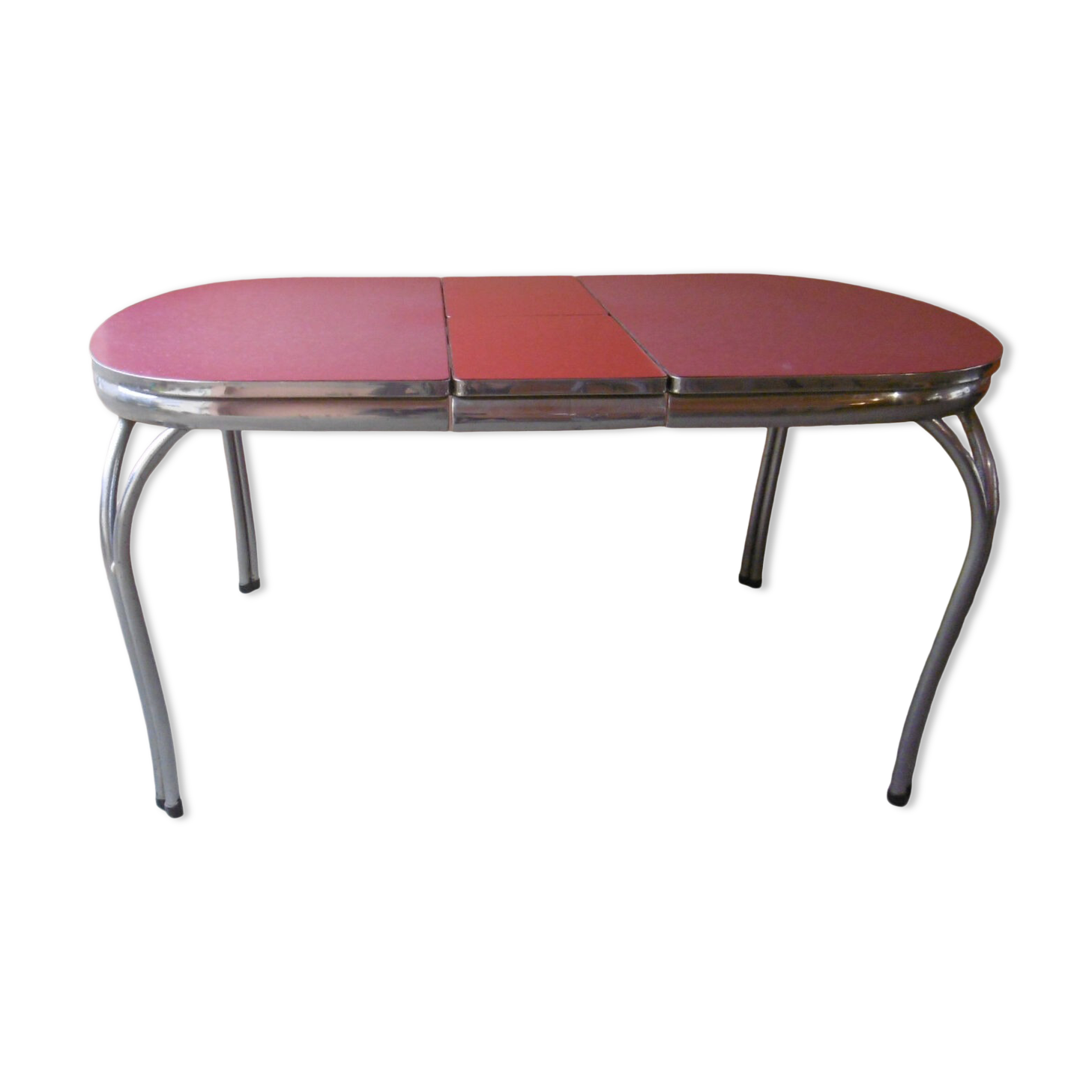 Vintage table of the 60s in red formica and chrome legs
