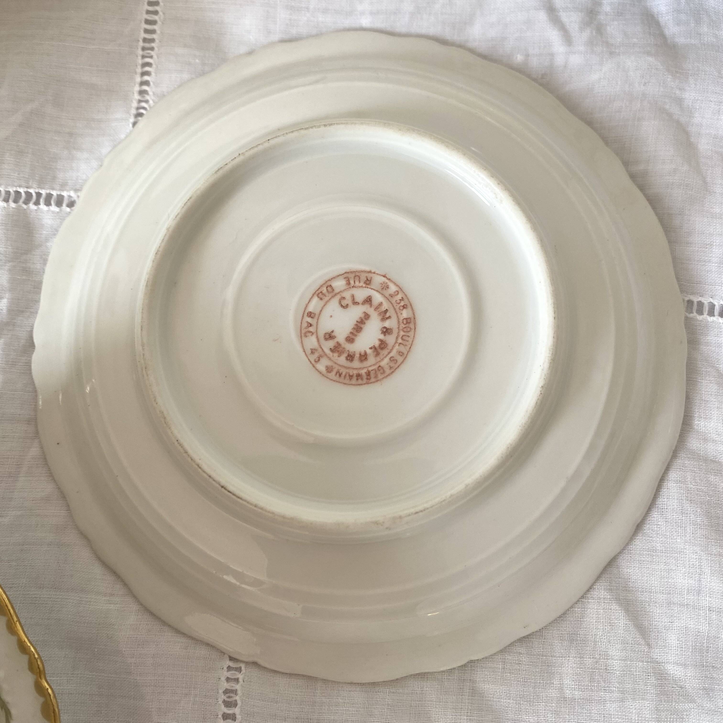 Limoges porcelain cups and saucers - Perrier Paris early 20th century