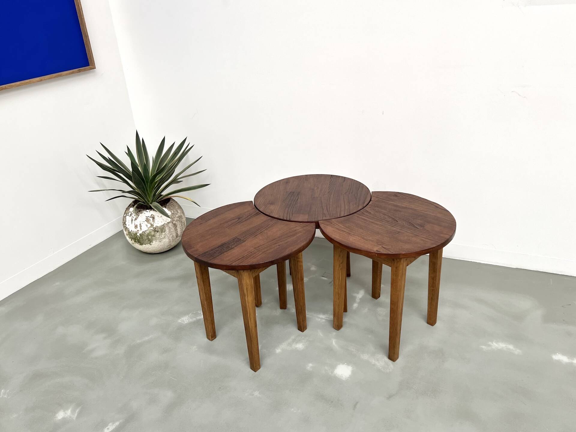 Set of 3 half-moon coffee tables, Denmark, 1960s