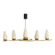 Large chandelier from 1950-1960, gilded metal with 6 white opaline glass tulips by Arlus.