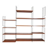 Étagère murale modulaire vintage en teck Nisse String, années 60