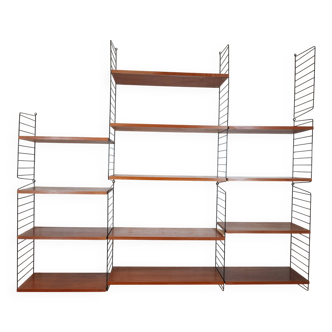Étagère murale modulaire vintage en teck Nisse String, années 60
